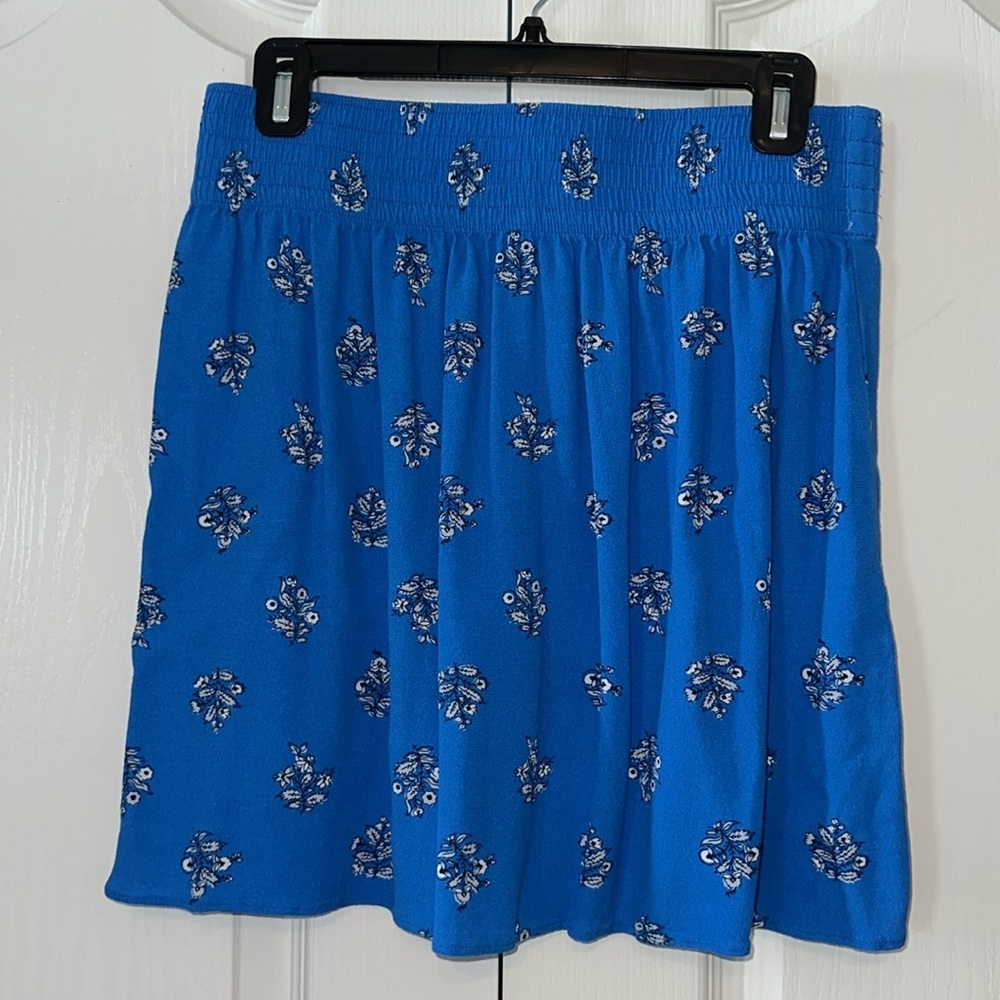 Loft Cobalt Blue Floral Women's Midi Skirt Size Small 100% Rayon